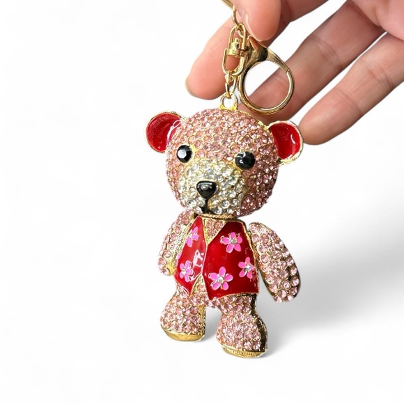 Sparkling Teddy Bear Keychain/Bag Charm New - Picture 1 of 2